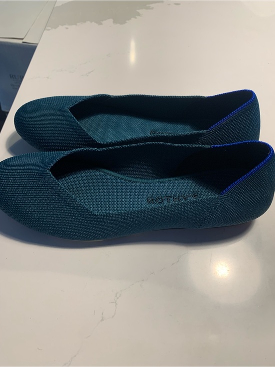Rothy's Shoes - Rothy's Teal Knit Ballet Flats with Blue Trim